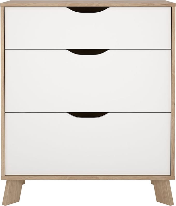 Ikast kommode 3 lades eiken decor, wit.