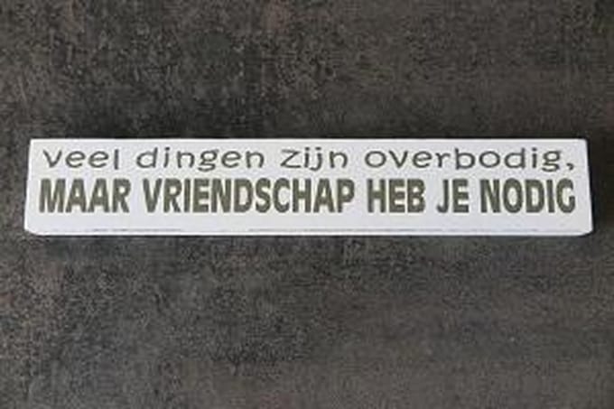Tekstbord Langwerpig - Veel Dingen Zijn Overbodig - White - Hout