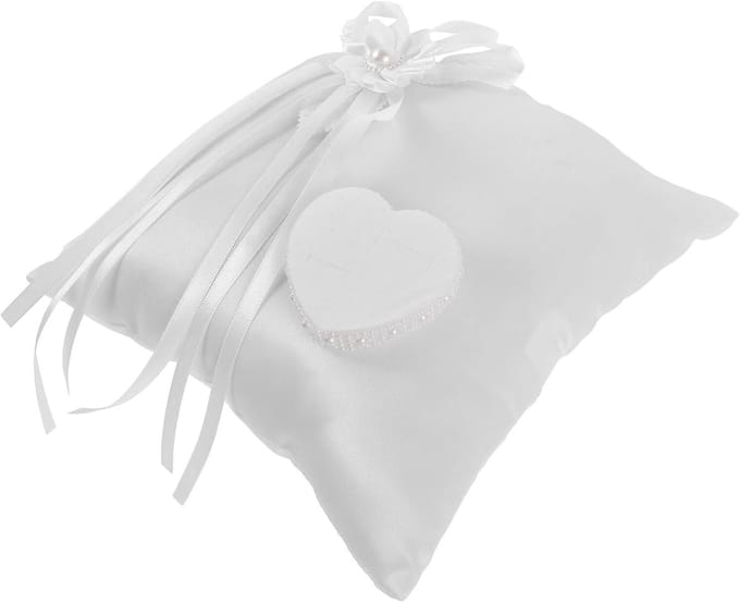 Romantisch Ringkussen - Bruiloft Decoratie - Trouwringen Presenteren - Bloemenmotief - 20 x 20 cm - Wit