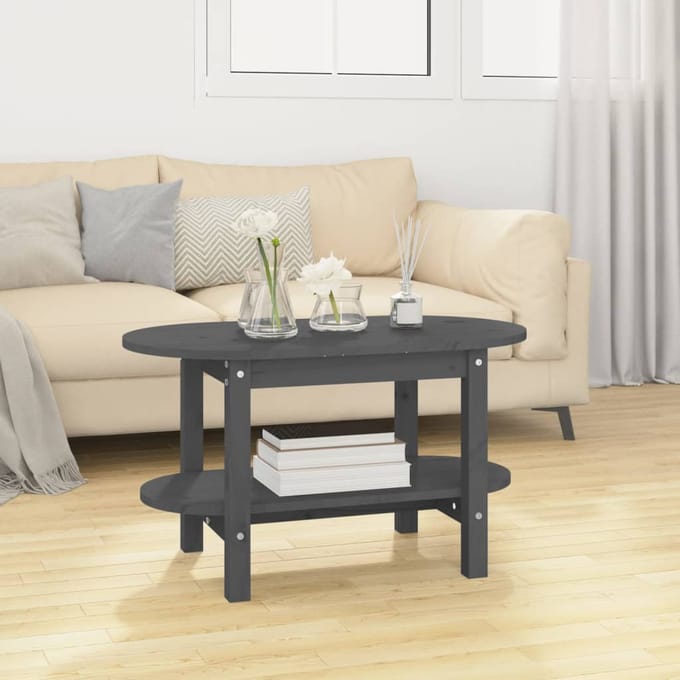 vidaXL - Salontafel - 80x45x45 - cm - massief - grenenhout - grijs