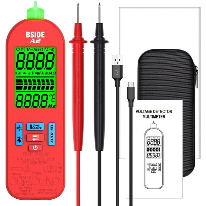BSIDE A2 Mini Smart Digitale Multimeter Auto Range 5999 Telt NCV Universele Meter Handheld High Configuration rood