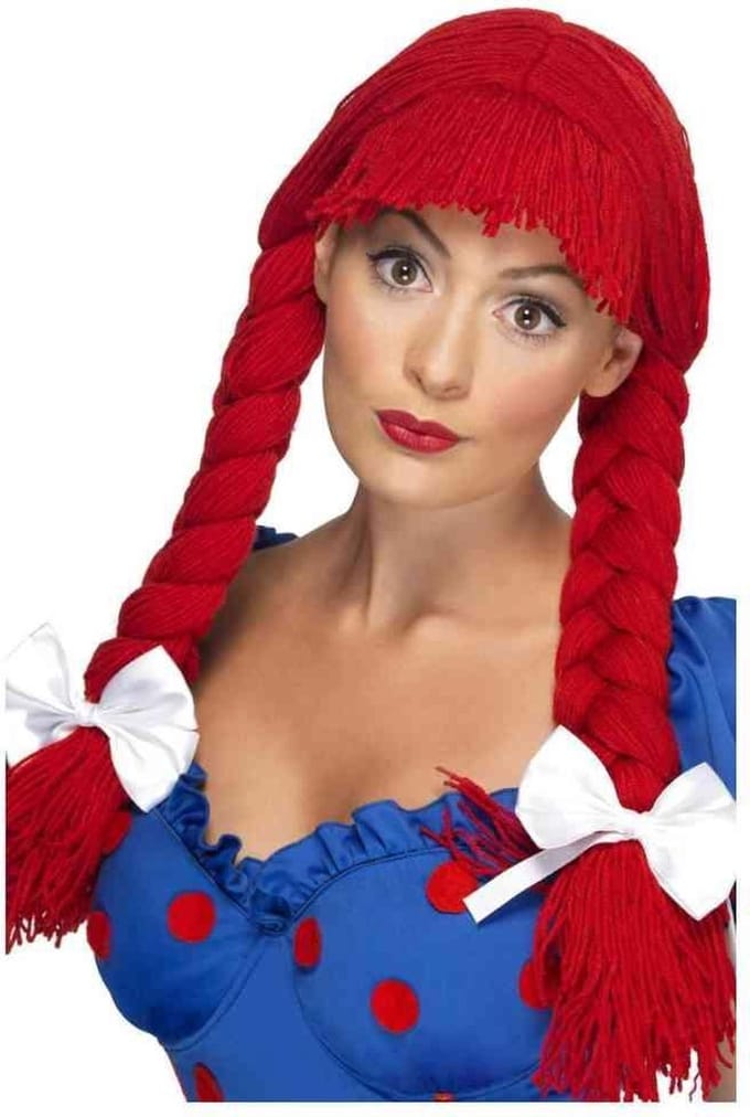 Rode poppenhoofd pruik - Carnaval Kostuum Pruik