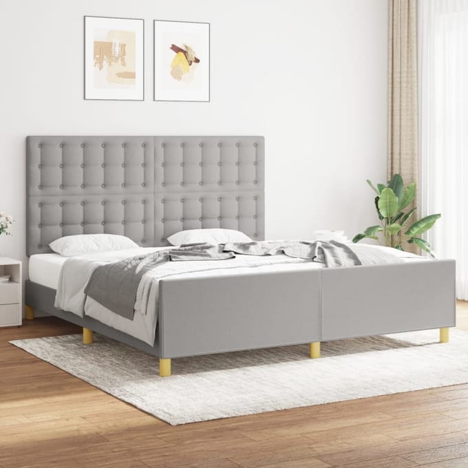 vidaXL - Bedframe - met - hoofdeinde - stof - lichtgrijs - 180x200 - cm