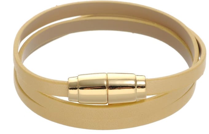 Behave - Crèmekleurige armband imitatieleer - Goudkleur sluiting - Casual chic