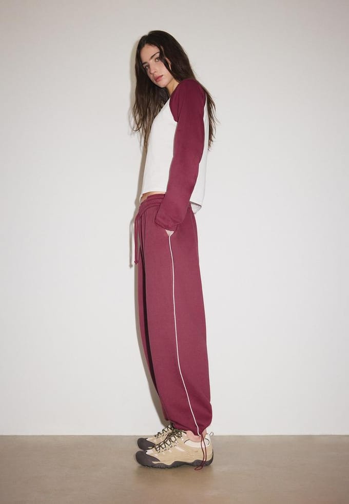 Stradivarius Sweatpants met bies en stoppers  Donkerrood XS