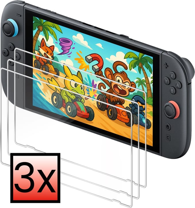 Screenprotector Geschikt voor Nintendo Switch 2 Bescherm Glas Screen Protector - 3 PACK