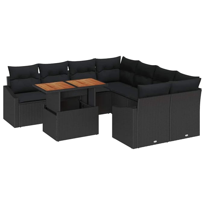 vidaXL - Tuinbank - Set - 9 - st - Zwart - en - Bruin