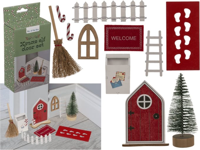 Out of the Blue Christmas X-mas Elf Door Set