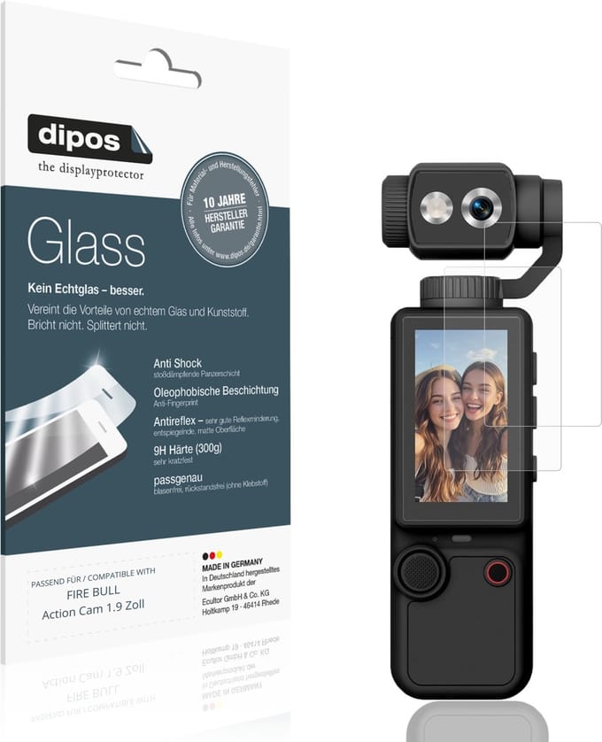 dipos – 2x Matte Pantserfolie geschikt voor FIRE BULL Action Cam 1.9 Inch | 9H Screenprotector