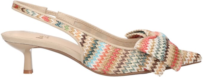 La Strada Slingback Beige Multicolor Raffia - Damesschoenen - Maat - 38