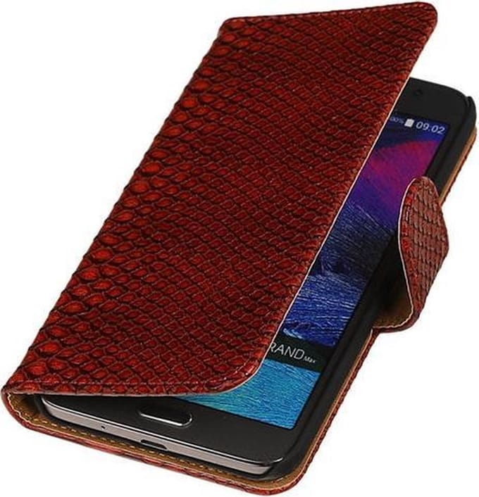 Samsung Galaxy Grand Max Snake/Slang Booktype Wallet Hoesje Rood