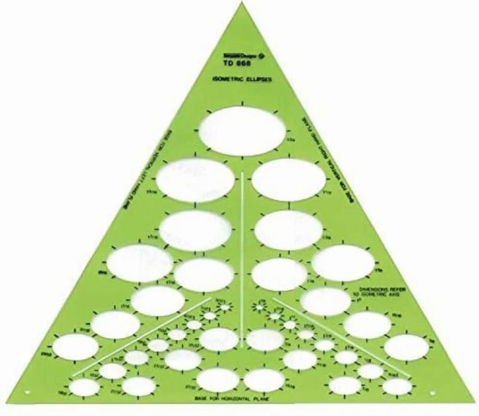 Isometric Ellipses Drawing Scale ¼ inch Sjabloon / Template TD868