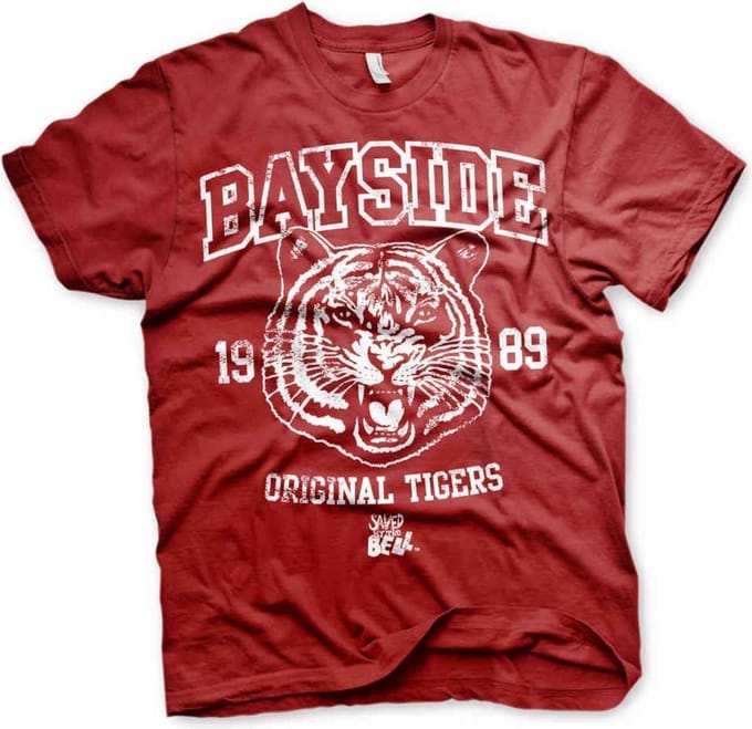 Saved By The Bell Heren Tshirt -M- Bayside 1989 Original Tigers Rood