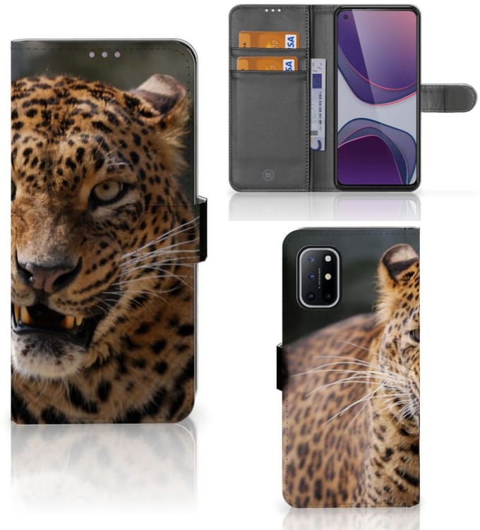 OnePlus 8T Telefoonhoesje met Pasjes Luipaard