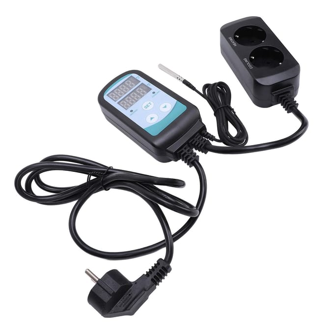 Temperatuurregelaar Digitale Display Verwarming Koeling Dubbele Fase voor Reptielen Aquarium black