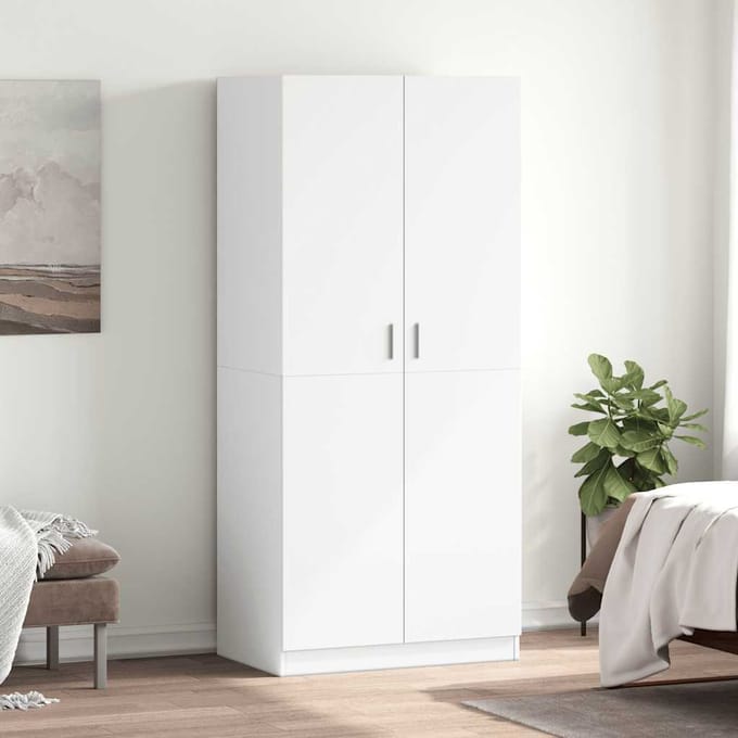 vidaXL - Kledingkast - 80x52x180 - cm - bewerkt - hout - wit