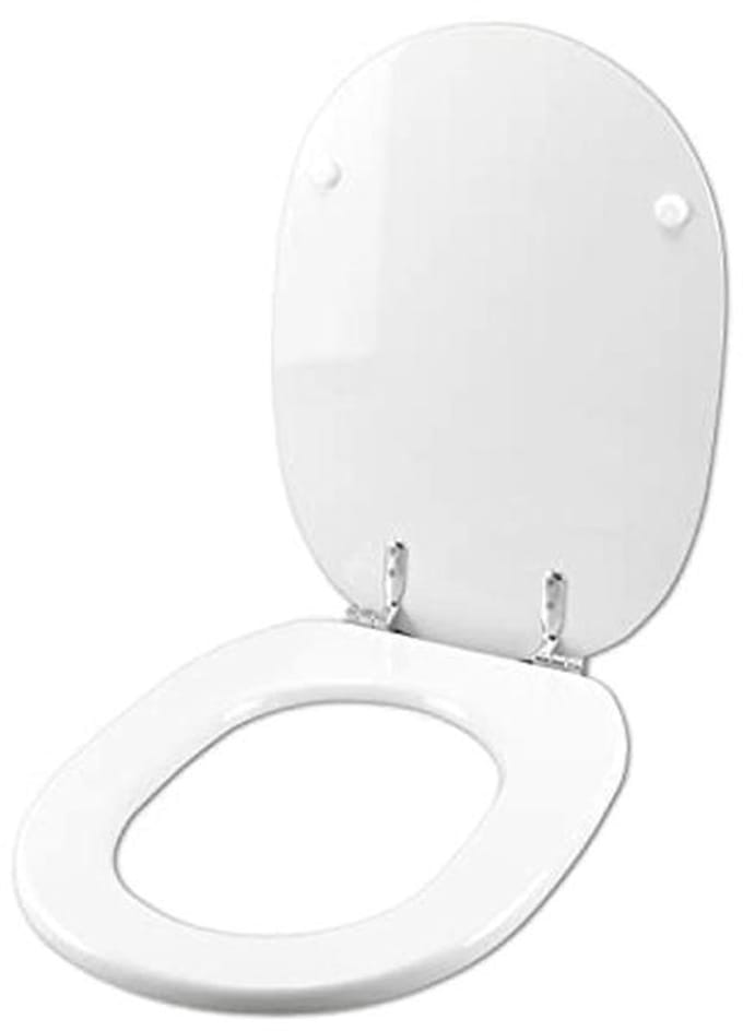 Keramische WC-bril met verchroomde scharnieren