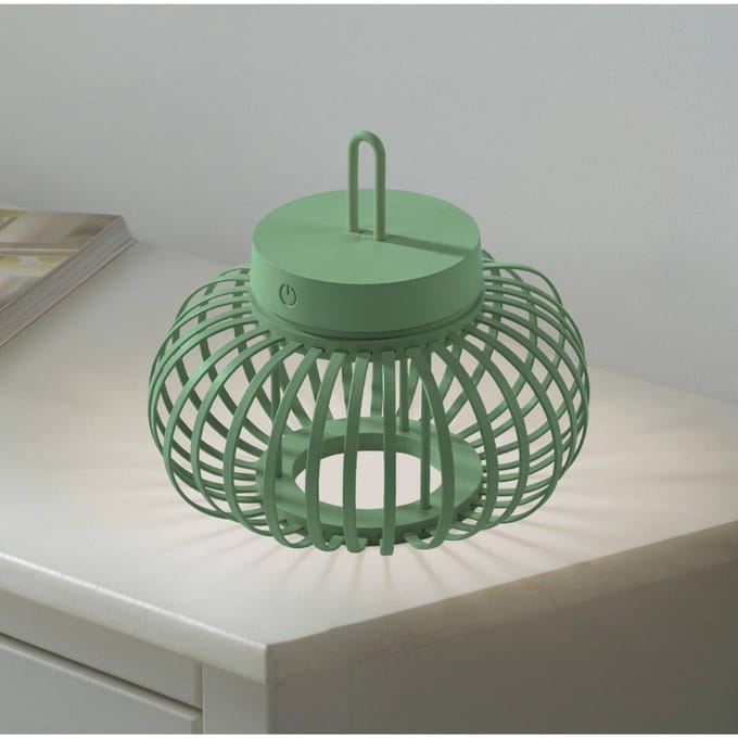 JUST LIGHT. GmbH JUST LIGHT. Akuba LED tafellamp, groen, 22 cm, bamboe