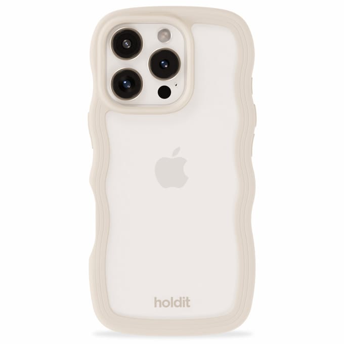 Holdit Wavy Case geschikt voor Apple iPhone 16 Pro - Transparent / Light Beige