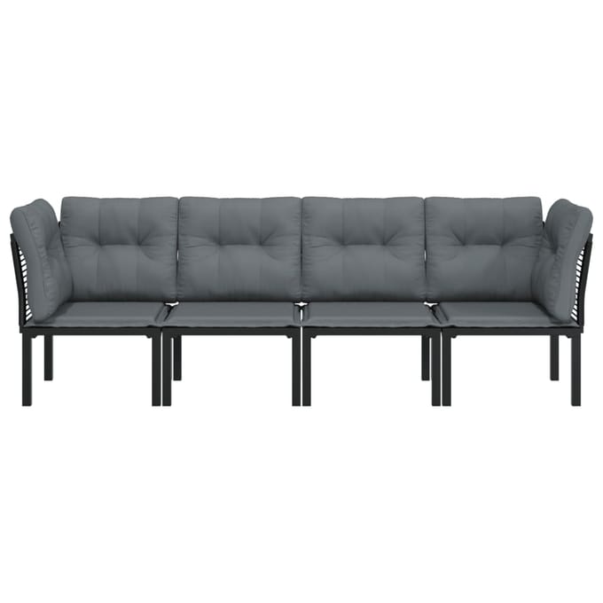 vidaXL - 4-delige - Loungeset - poly - rattan - zwart - en - grijs