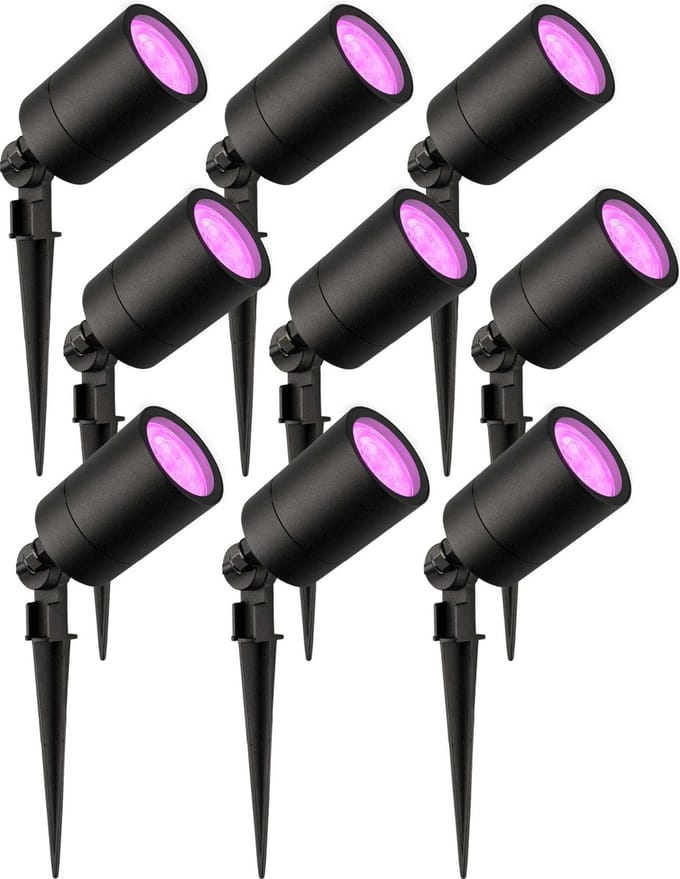Ledvion - 9X RGBWW LED Prikspots - Zwart - IP65 - 5W - 1M