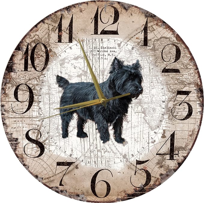 Houten Klok - 30cm - Hond - Cairnterriër