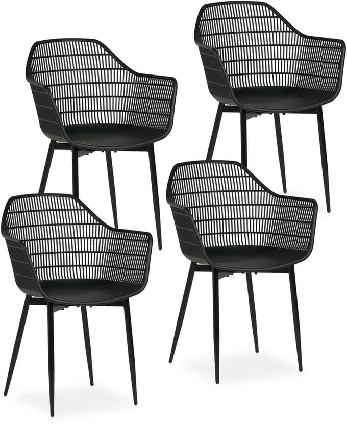 Tuinstoelen MARGHERITA, set van 4 – Zwart