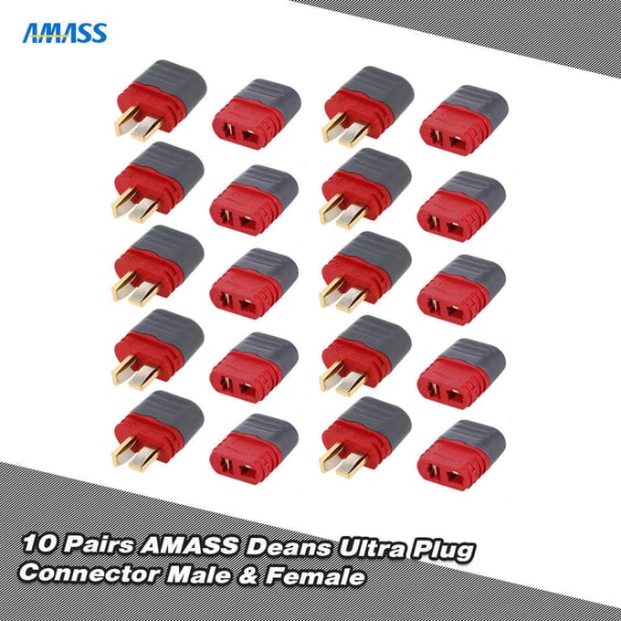 10 Paar AMASS Deans T Plug Connector Mannelijk Vrouwelijk voor FPV Racing Drone Auto rood