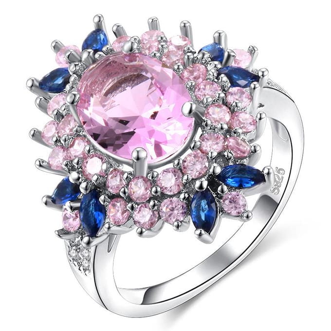 Kleurrijke Bloemen Zirkoon Ring AAA Zirkoon Diamanten Ring Ring Ring Ring No. 10 gray