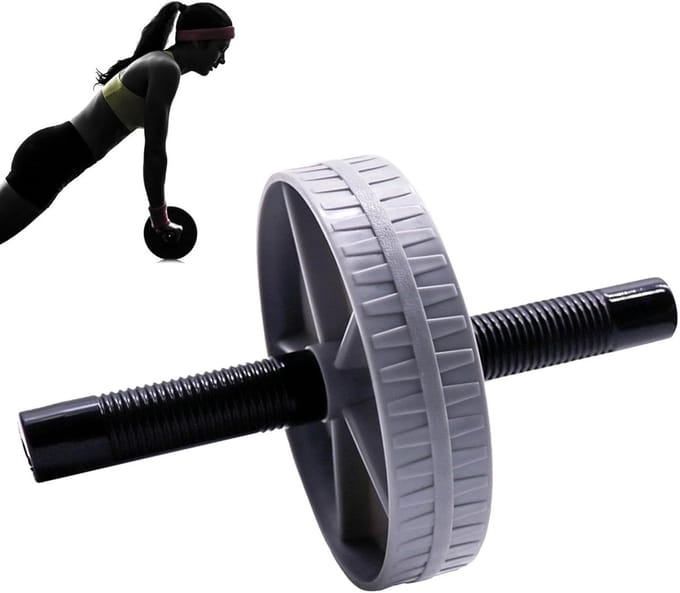 Buikspierwiel - Core Trainer - Krachtige Buikspieren - Ergonomische Handgrepen - Diameter 15cm - Grijs