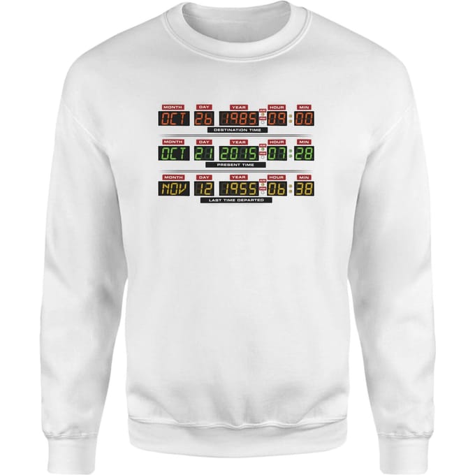 Back To The Future Destination Clock Sweatshirt - White - XS