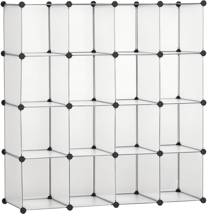 HOMCOM - Kubus Organizer - PP - Staal - 125L x 32B x 125H cm - Wit