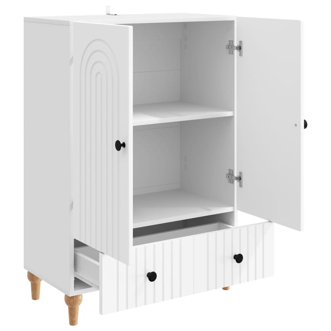 vidaXL - Dressoir - Wit - 66 - x - 34,5 - x - 95 - cm - Bewerkt - hout