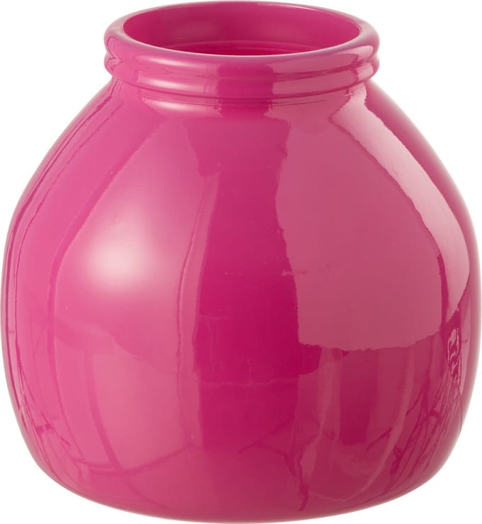 J-Line vaas - glas - roze - small - Ø 21 cm