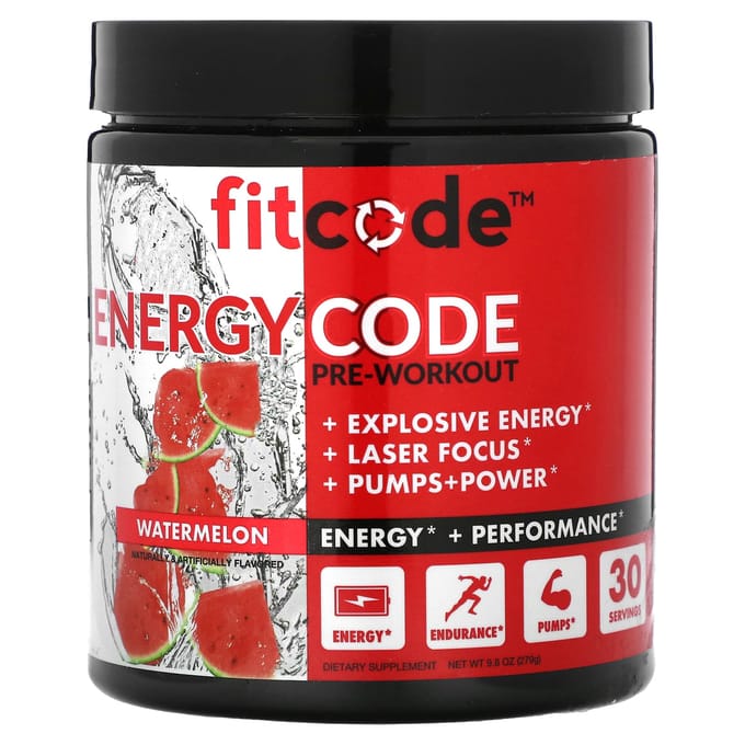 fitcode, Code Énergie, pré-entraînement, pastèque, 279 g (9,8 onces)