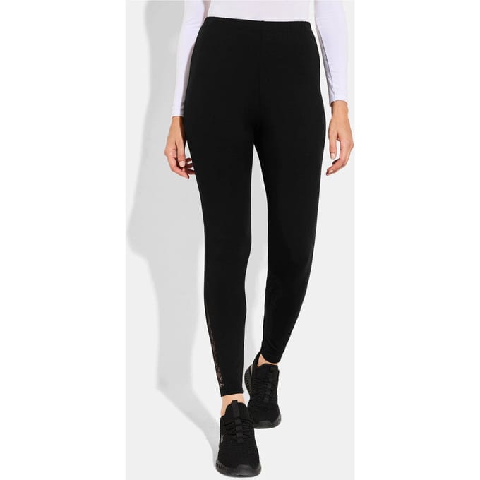Legging met kant - zwart - Gr. 52 van Goldner Fashion