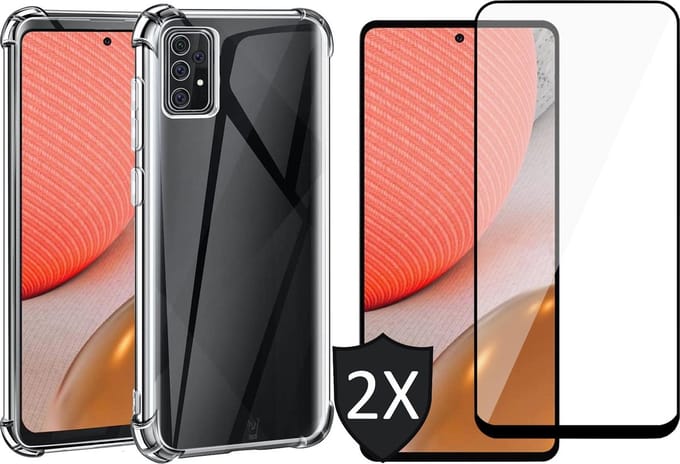 Hoesje geschikt voor Samsung Galaxy A72 - Shock Proof Case - Transparant - Met 2x Full Screenprotector