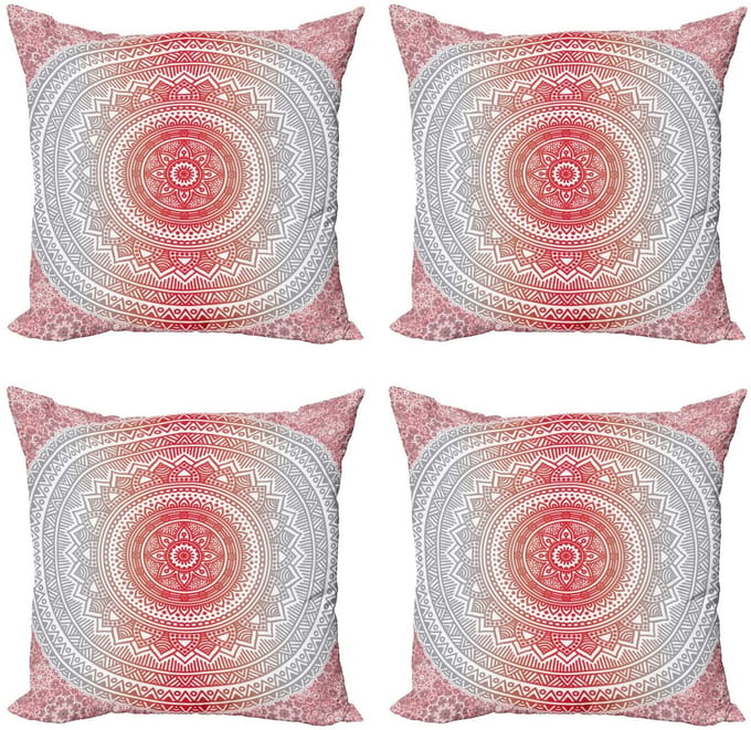 ABAKUHAUS – Dekokussenhoes 40×40 cm – 4-pack, Ombre Mandala Boho