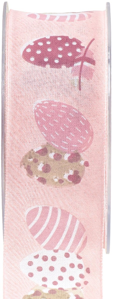 Cadeaulint Pasen sierlint Paaseieren roze 40mm 20m