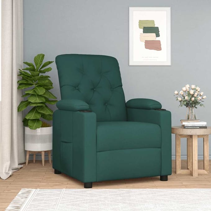 vidaXL - Fauteuil - verstelbaar - stof - donkergroen