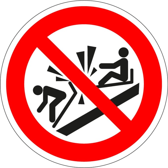 Verboden tegen de slee te botsen bord, kunststof, P047 150 mm