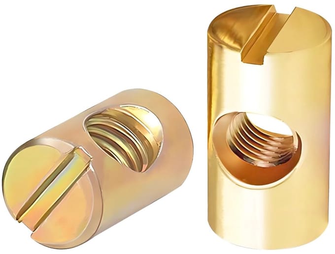 Qrity 20pcs M6 x 10mm Cylinder Nuts - Verzinkte Barrel Nuts voor Meubels