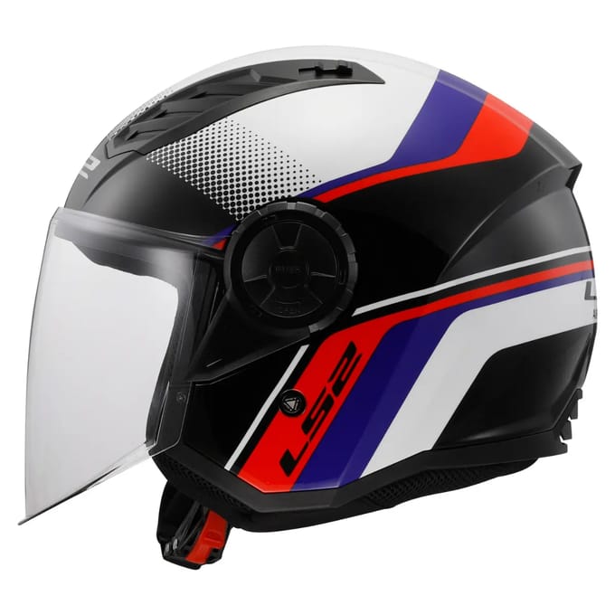 LS2 OF616 Airflow II Rush Wit Blauw Rood Jethelm - Maat XXXL - Helm