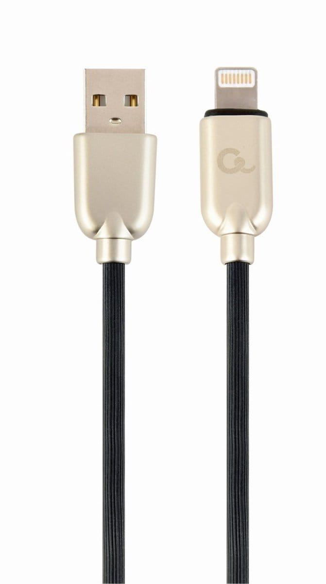 Premium 8-pin laad- & datakabel 'rubber' 1 meter zwart