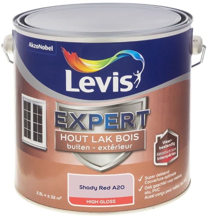 Levis - Expert Hout Lak Buiten High Gloss Mix - Shady Red A20 - Mengverf - 2,5 L