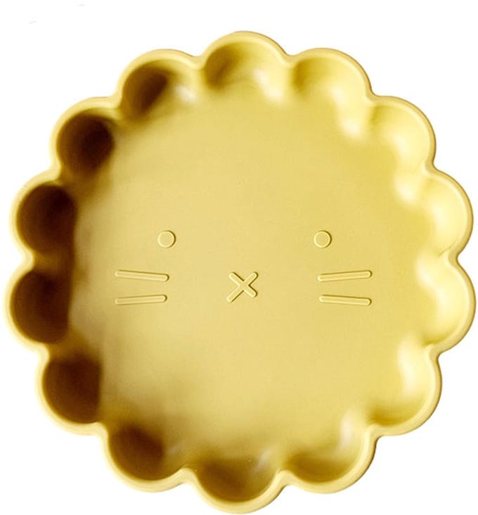 Rammelaartje bord siliconen Leeuw Yellow – geel 17 cm