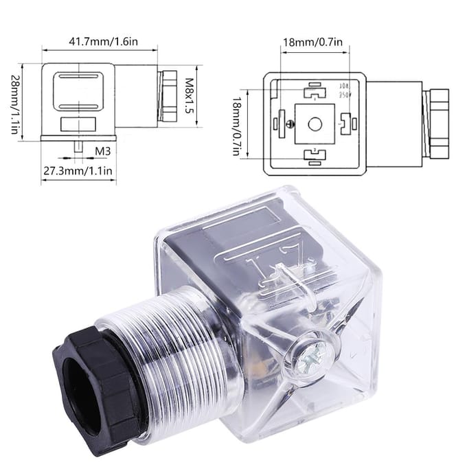 5 stuks Hydraulische Solenoïde Spoel Klepstekker met Lamp Transparant Universeel AC 220V