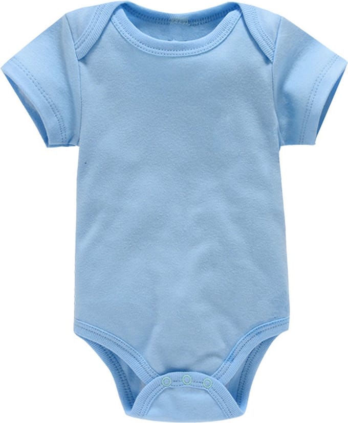 baby jumpsuit korte mouw tas scheet jurkje lichtblauw(9M)