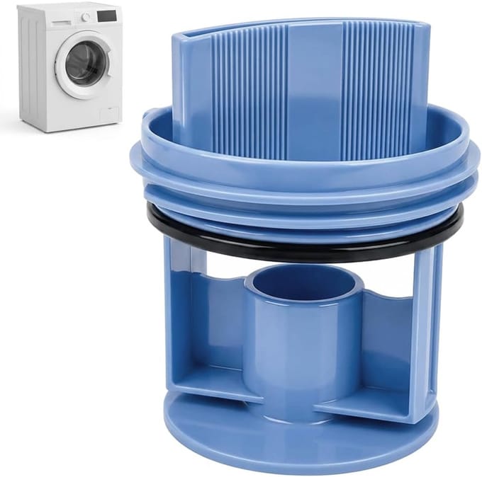 Wasmachine pluizenzeef filter geschikt voor Bosch, Siemens - aftapplug met afdichting - pluizenfilter - pluizenzeef - Blauw