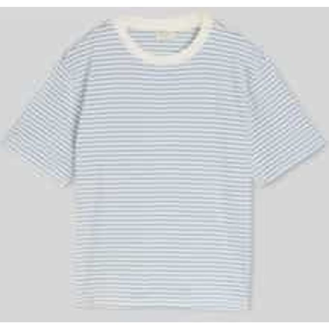 Tom Tailor Denim - T-shirt met boxy pasvorm - Maat S - light blue white stripe